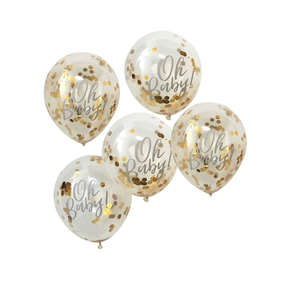 Oh Baby! Baby Shower Konfetti Ballone, Gold