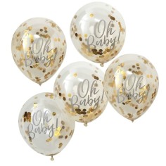 Oh Baby! Baby Shower Konfetti Ballone, Gold