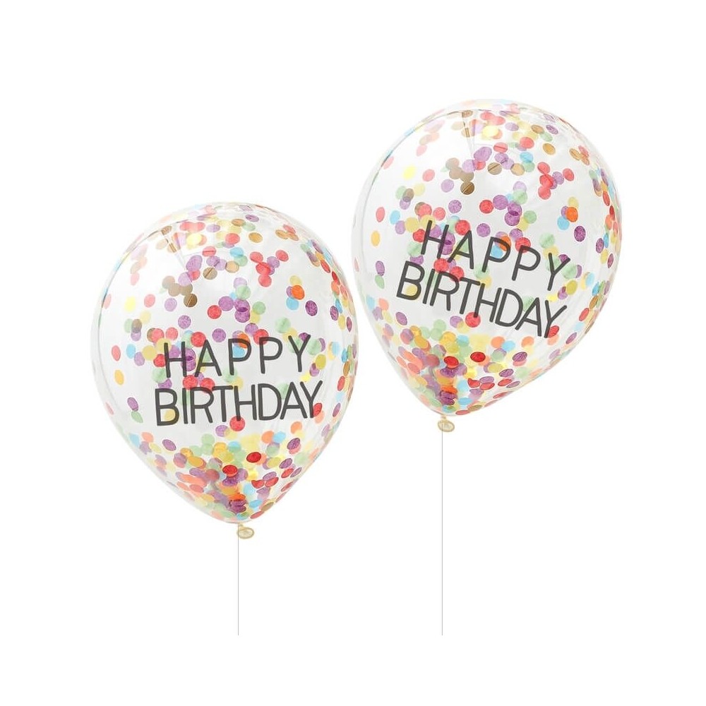 Konfettiballone Happy Birthday, Regenbogen