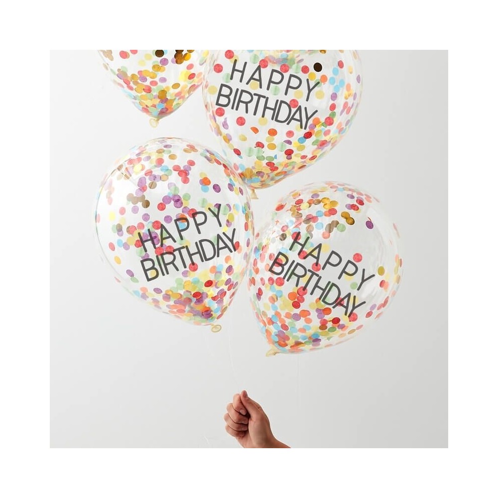 Konfettiballone Happy Birthday, Regenbogen