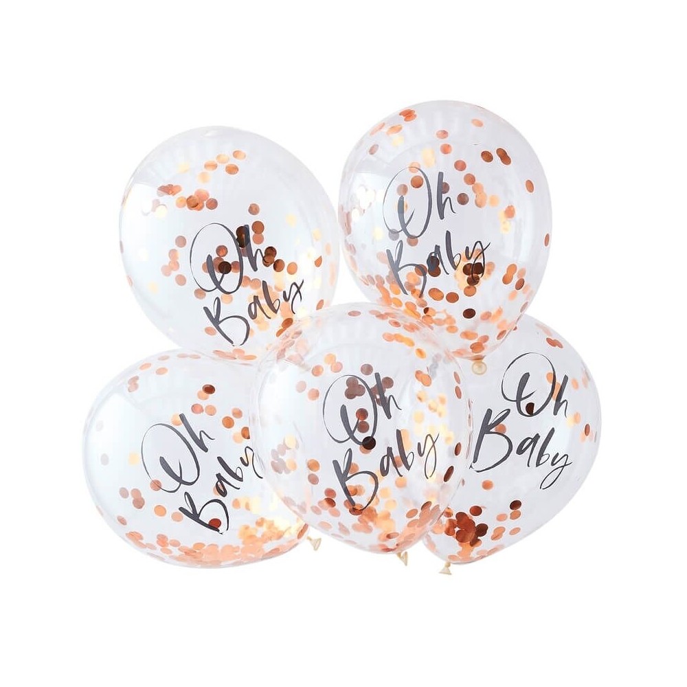Oh Baby! Shower Konfettiballone, Rose Gold