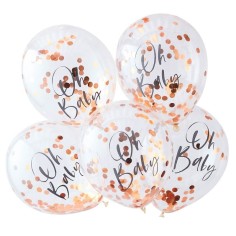 Oh Baby! Shower Konfettiballone, Rose Gold