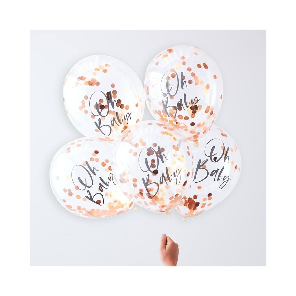 Oh Baby! Shower Konfettiballone, Rose Gold