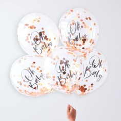 Oh Baby! Shower Konfettiballone, Rose Gold