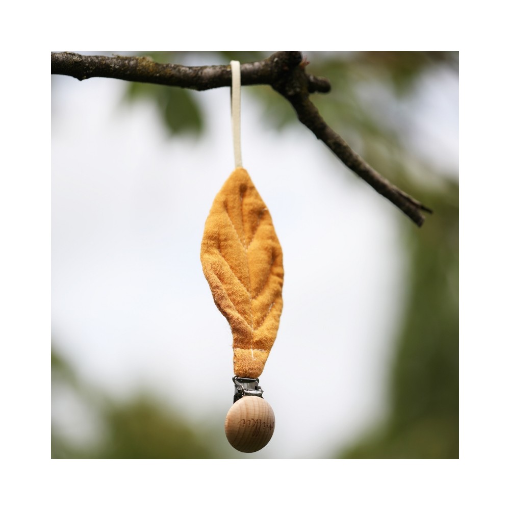 Milkii Schnullerkette Leaf, Mustard Yellow