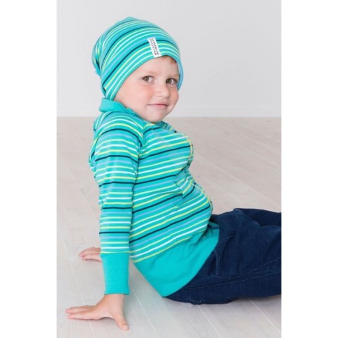 Chapeau, rayures, turquoise