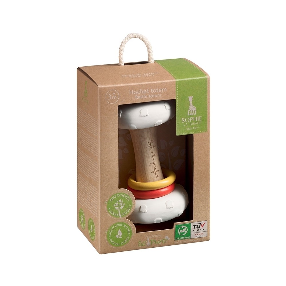 Sophie la girafe Greifling aus Naturkautschuk/ Kautschukbaumholz - Totem Rassel