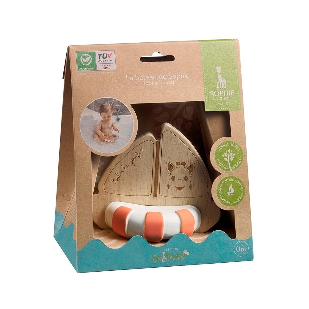 Sophie la girafe Greifling Boot aus Naturkautschuk und Kautschukbaumholz