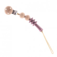 Chaîne de sucette avec boules en bois et perles de silicone, violet