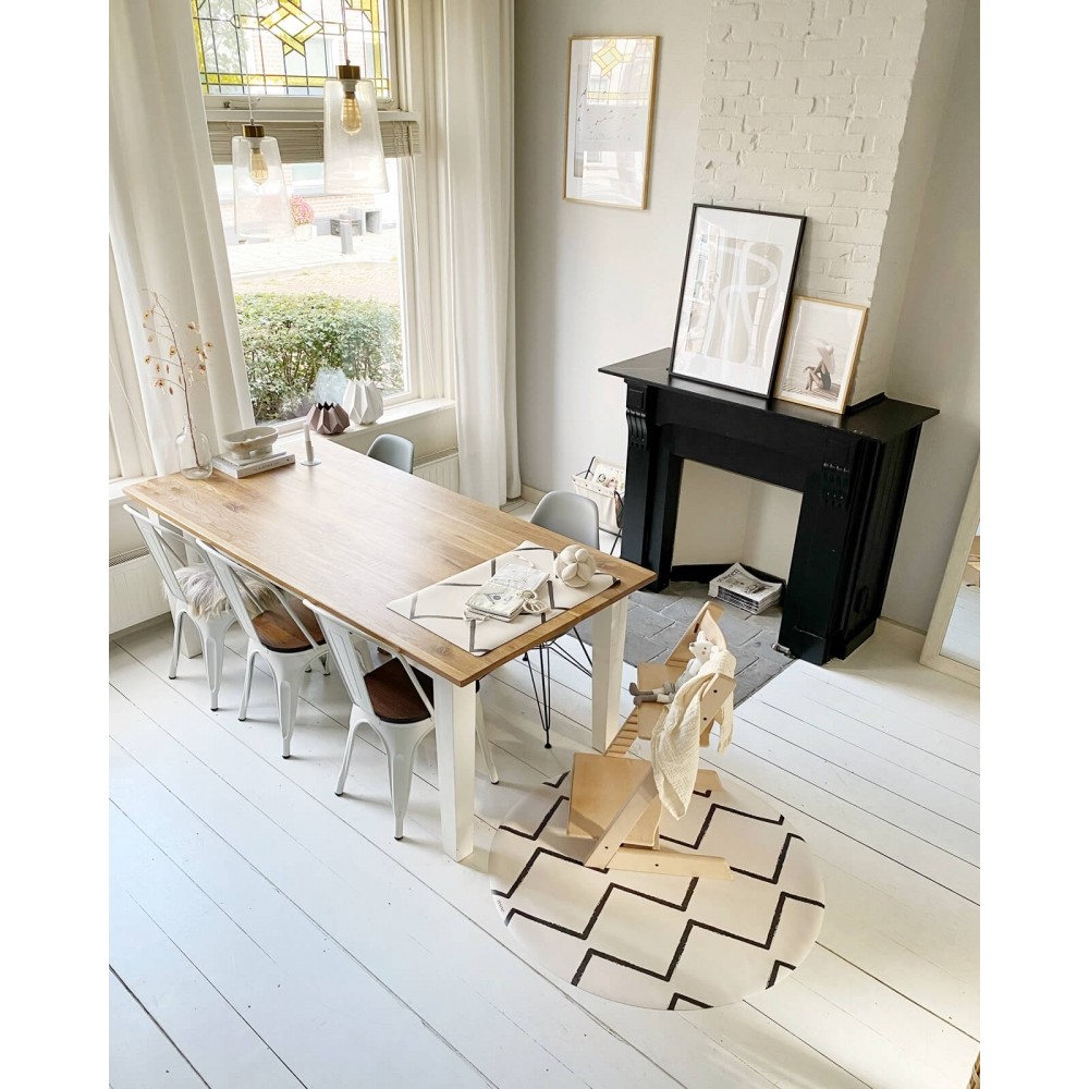 Bodenmatte Schutzmatte, rund 110cm, Beni Ecru