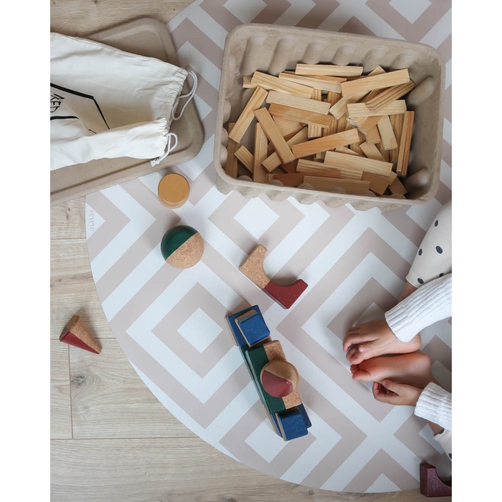 Bodenmatte Schutzmatte, rund 110cm, Modern Blocks Wüstensand