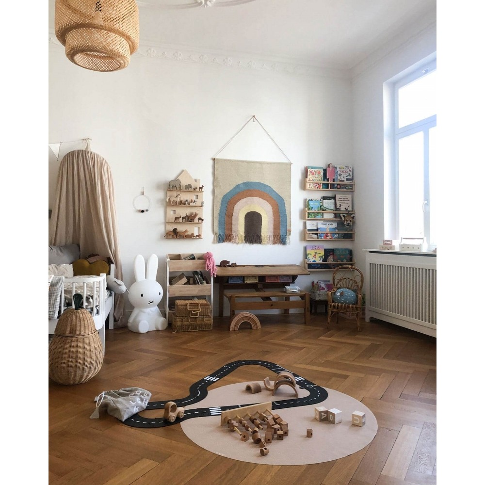 Bodenmatte Schutzmatte, rund 110cm, Regenbogen Mokka