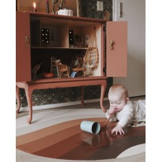 Bodenmatte Schutzmatte, rund 110cm, Retrolinien Braun