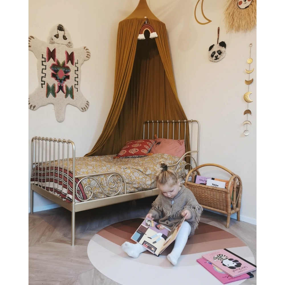 Bodenmatte Schutzmatte, rund 110cm, Retrolinien Braun