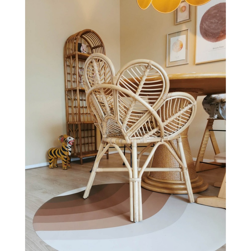 Bodenmatte Schutzmatte, rund 110cm, Retrolinien Braun