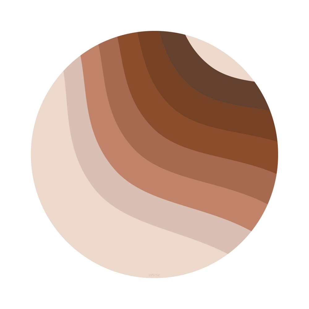 Bodenmatte Schutzmatte, rund 110cm, Retrolinien Braun