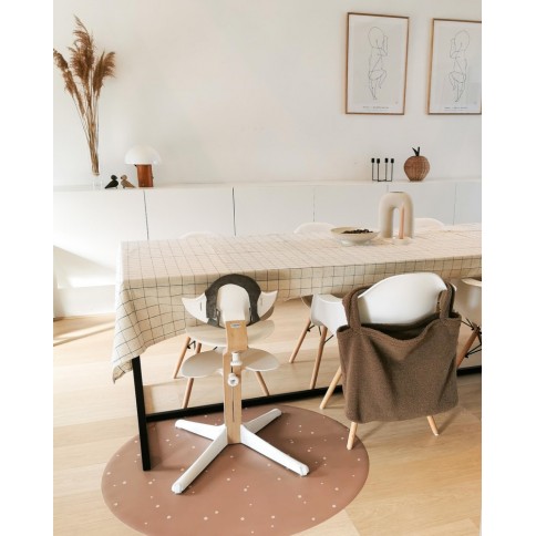 Bodenmatte Schutzmatte, rund 110cm, Punkte Zimt