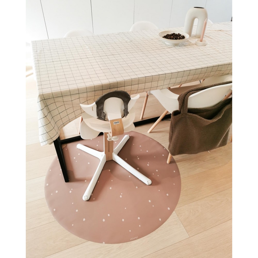 Bodenmatte Schutzmatte, rund 110cm, Punkte Zimt