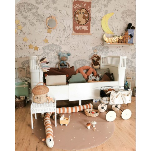 Bodenmatte Schutzmatte, rund 110cm, Punkte Zimt