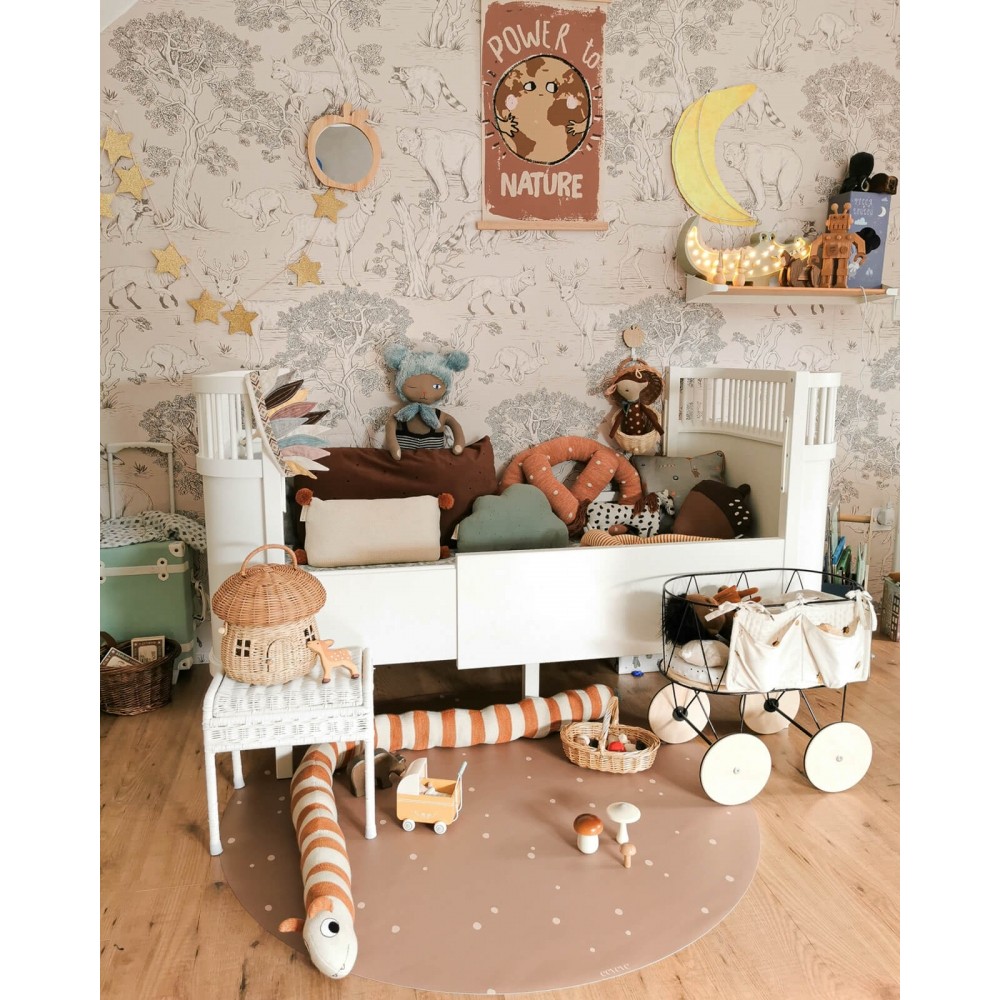 Bodenmatte Schutzmatte, rund 110cm, Punkte Zimt