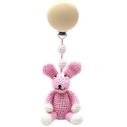 jouet de poussette Naturezoo, Lapin rose clair