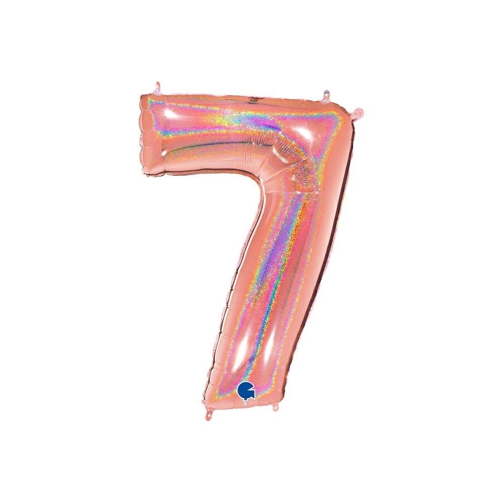 Folienballon Holo Rosé 100 cm, Zahl "7"
