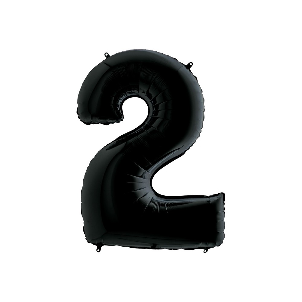 Grabo Folienballon Schwarz 100 cm, Zahl "2"