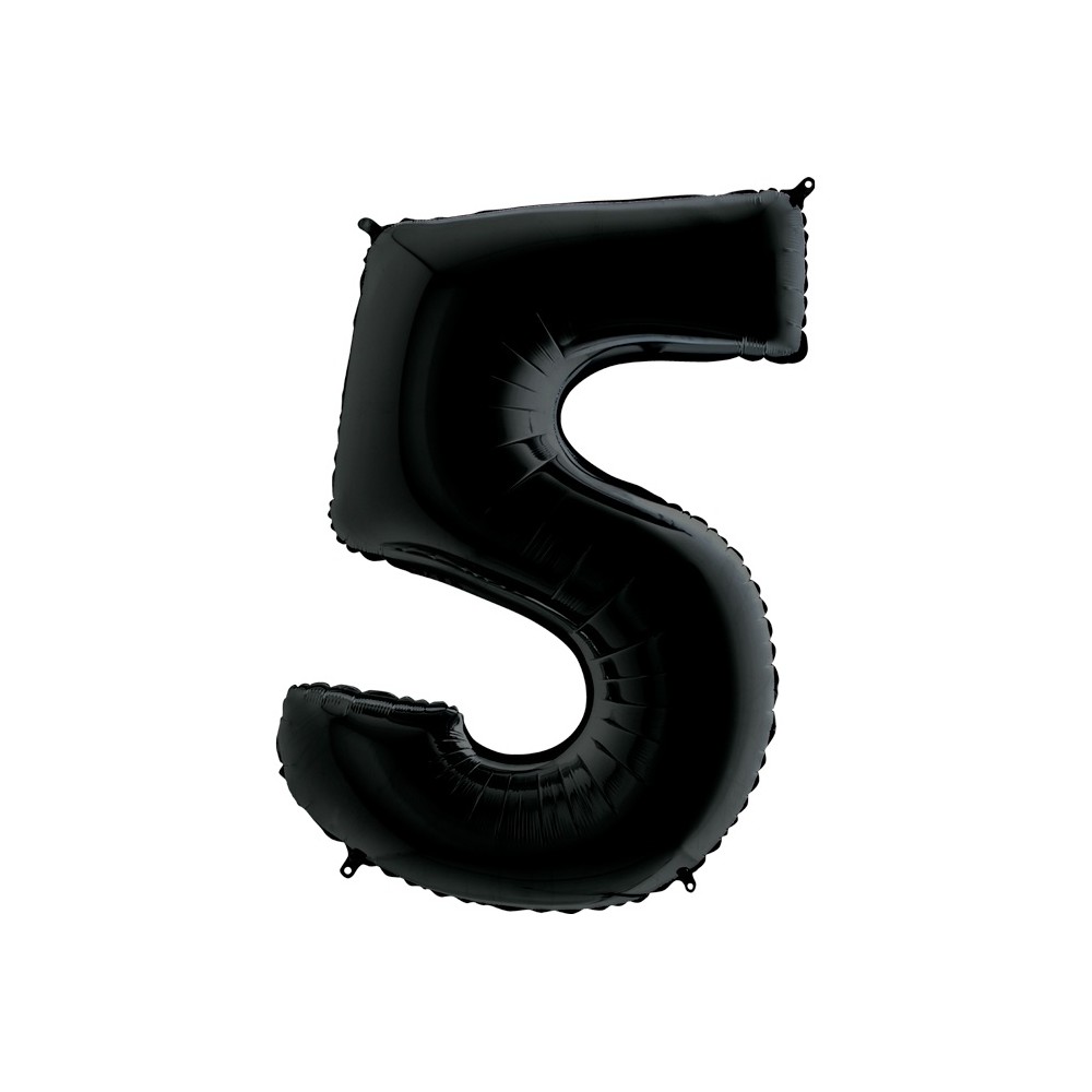 Folienballon Schwarz 100 cm, Zahl "5"