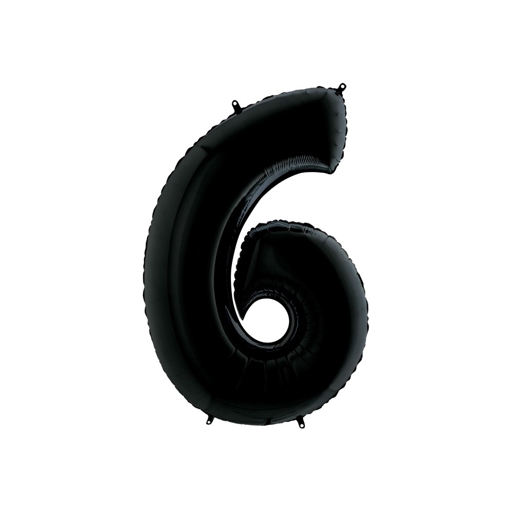 Folienballon Schwarz 100 cm, Zahl "6"