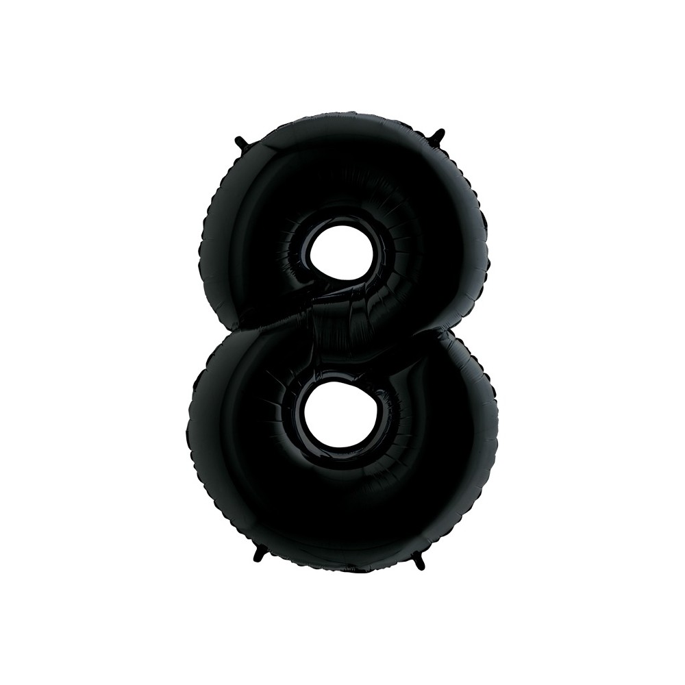 Grabo Folienballon Schwarz 100 cm, Zahl "8"