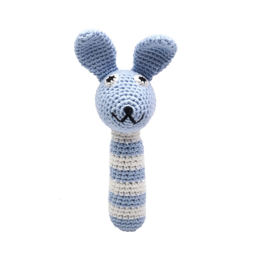 natureZOO Rasselstab gehäkelt, Hellblaues Kaninchen
