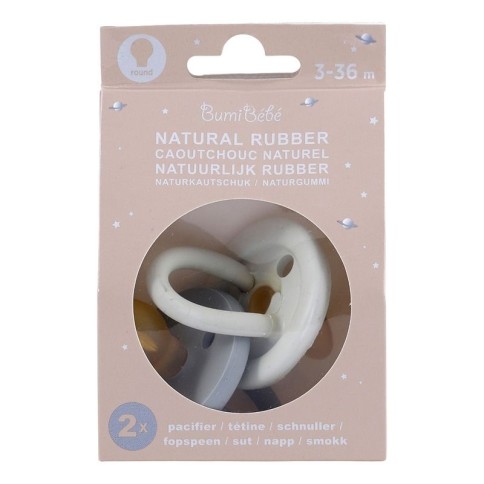 Bumi bébé Naturkautschuk Schnuller 2er-Pack, Dove Grey & Sage, rund (3-36 Monate)