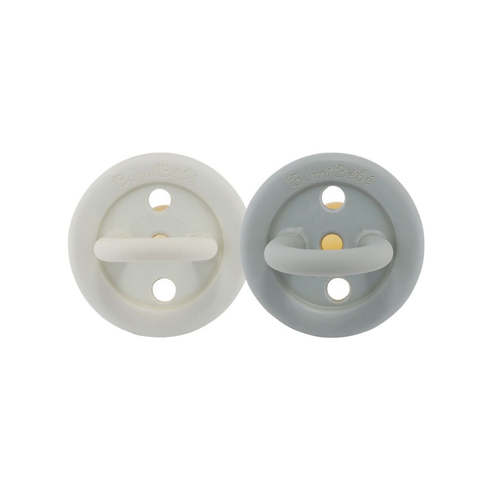 Bumi bébé Naturkautschuk Schnuller 2er-Pack, Dove Grey & Sage, rund (3-36 Monate)