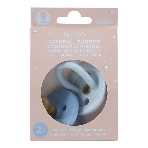 Bumi bébé Naturkautschuk Schnuller 2er-Pack, Blue & Denim, rund (3-36 Monate)