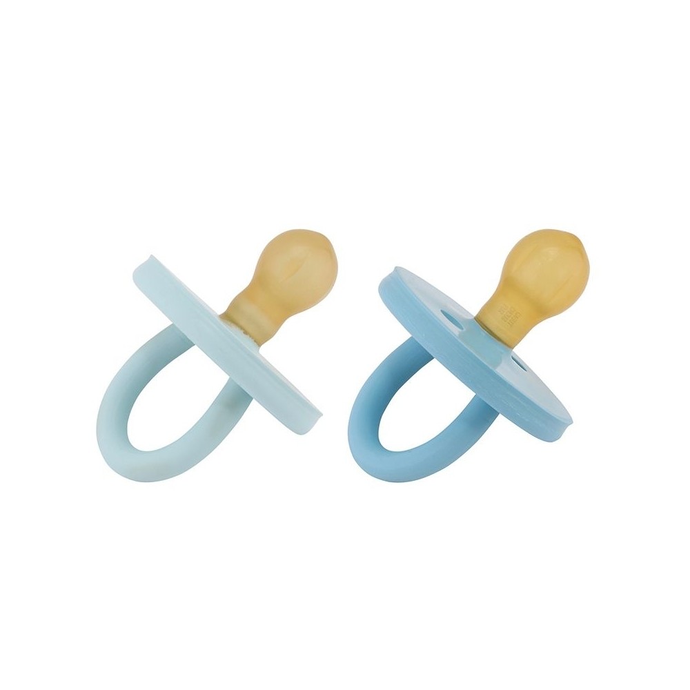Bumi bébé Naturkautschuk Schnuller 2er-Pack, Blue & Denim, rund (3-36 Monate)