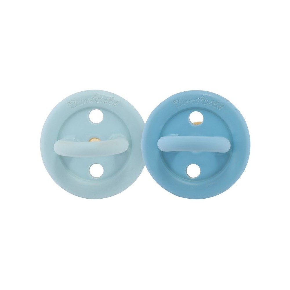 Bumi bébé Naturkautschuk Schnuller 2er-Pack, Blue & Denim, rund (3-36 Monate)