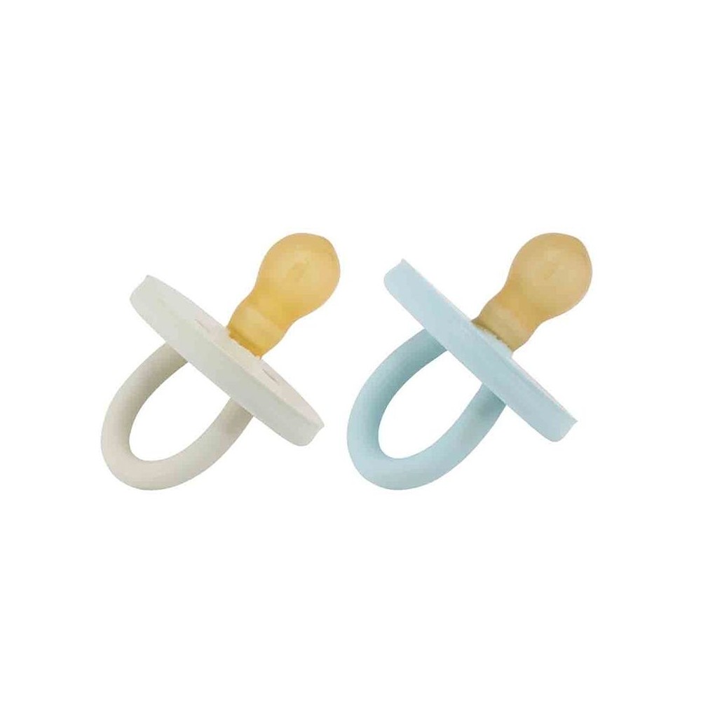 Bumi bébé Naturkautschuk Schnuller 2er-Pack, Denim & Sage, rund (0-3 Monate)