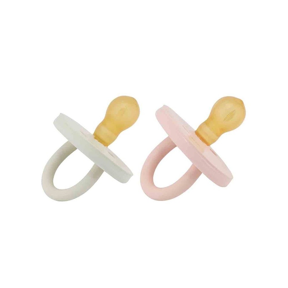 Bumi bébé Naturkautschuk Schnuller 2er-Pack, Rose & Sage, rund (0-3 Monate)