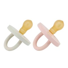 Bumi bébé Naturkautschuk Schnuller 2er-Pack, Rose & Sage, rund (0-3 Monate)