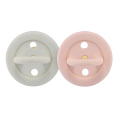 Bumi bébé Naturkautschuk Schnuller 2er-Pack, Rose & Sage, rund (0-3 Monate)