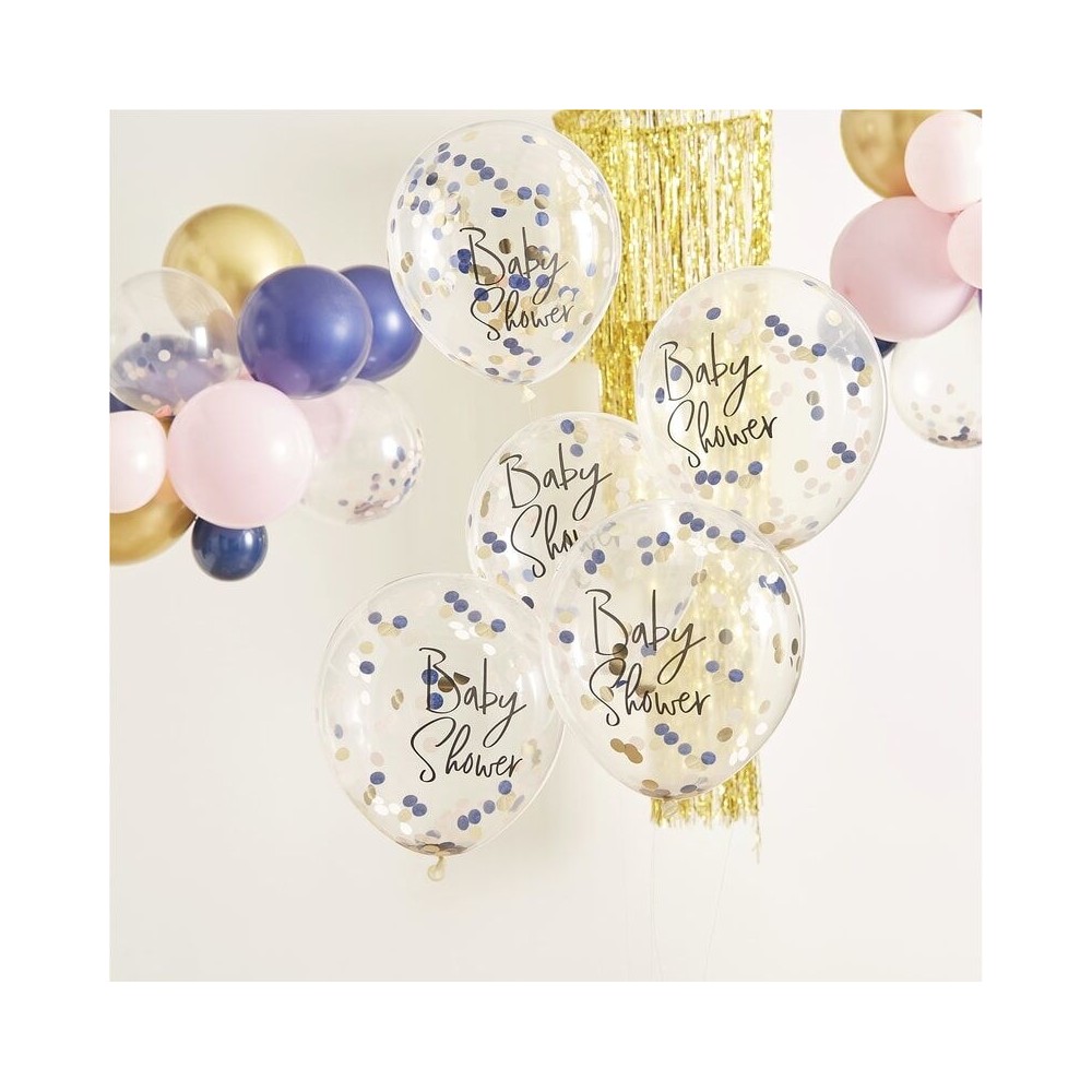 Navy Pink & Gold Confetti Baby Shower Ballone