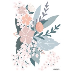 Décoration de l'autocollant mural, composition florale adele