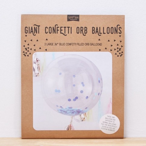 riesige Konfetti Ballone, 3 Stück - blau