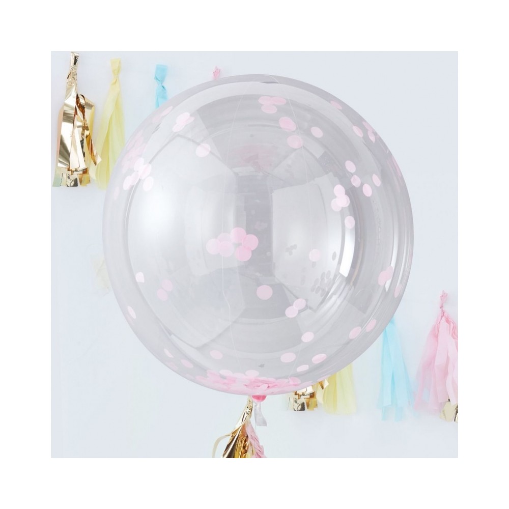 riesige Konfetti Ballone, 3 Stück - rosa