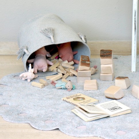 Aufbewahrungskorb Woody, Pearl Blue