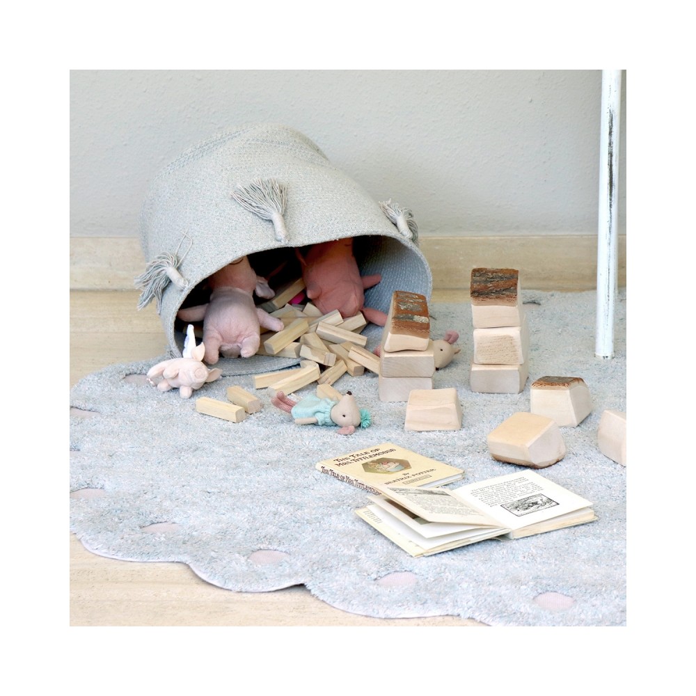 Aufbewahrungskorb Woody, Pearl Blue