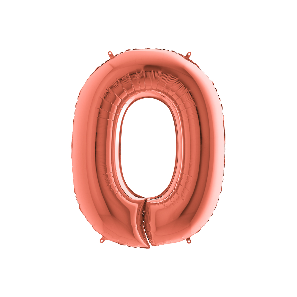 Folienballon Rosegold 100 cm, Zahl "0"