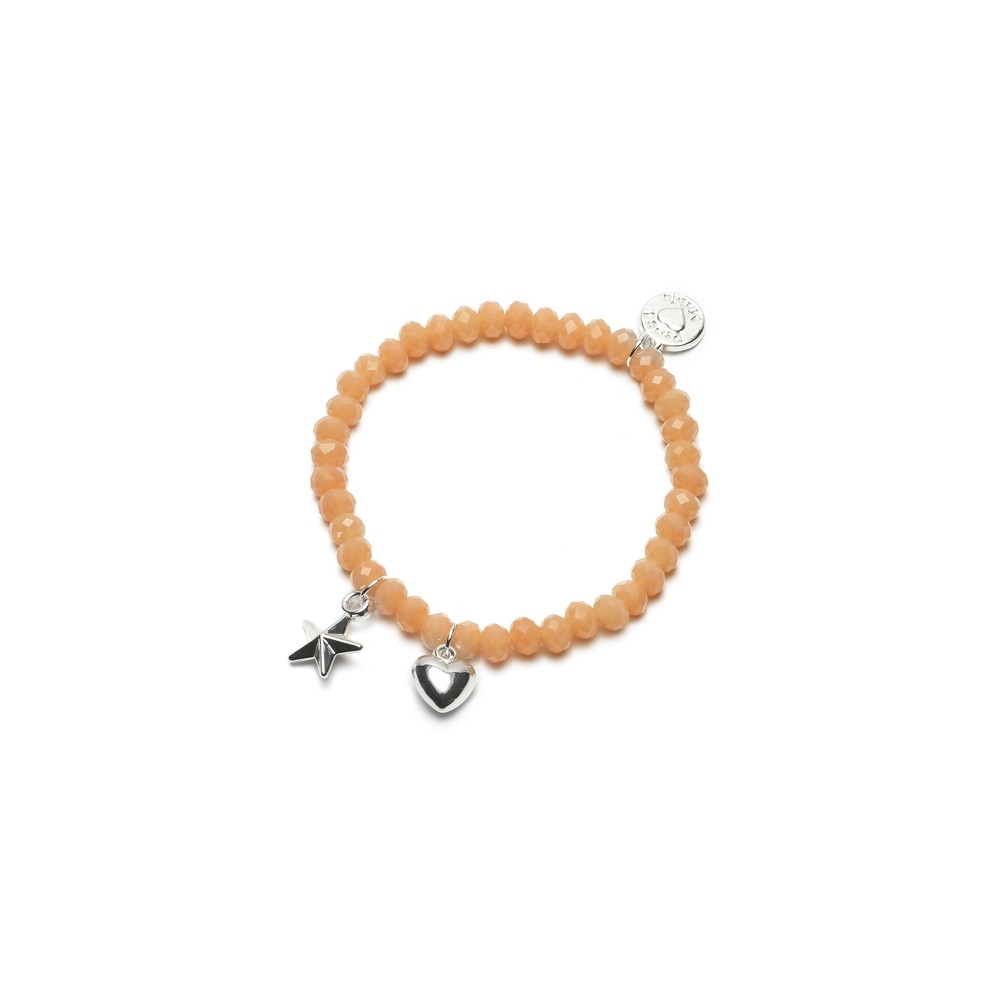 Bracelet, étoile / coeur orange
