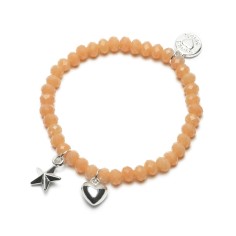Bracelet, étoile / coeur orange