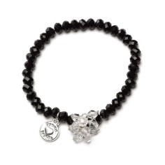 Bracelet, charme, perles noires
